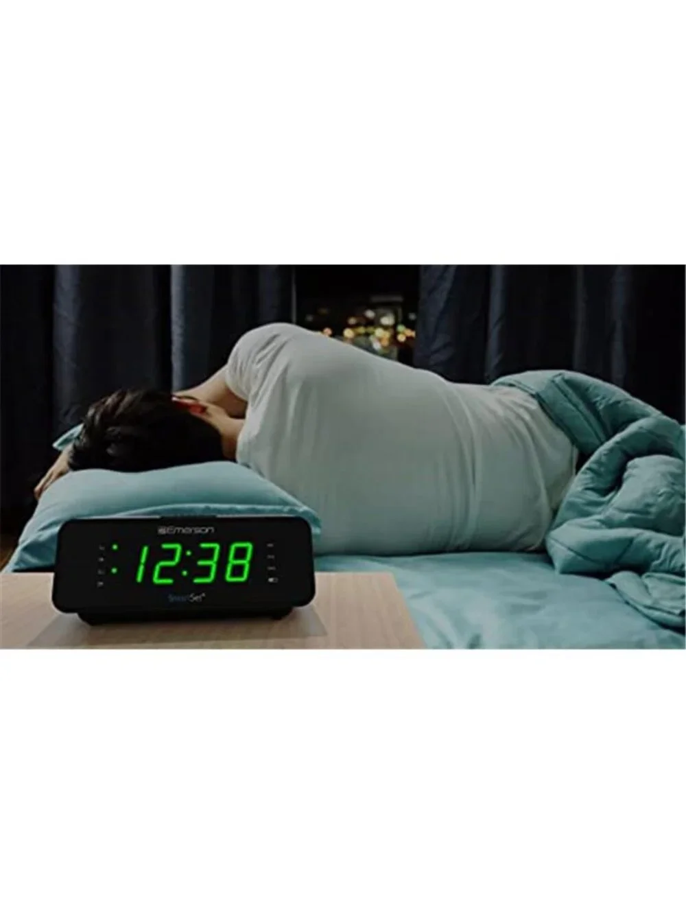 Digital Alarm Clock Radio LED Display Snooze Dimmer Auto Time Bedroom Black